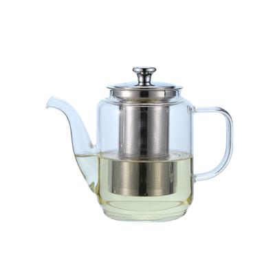 China Sustainable Economic Design 650ml Custom Design 2021 Clear Glass Teapot With Metal Frame for sale