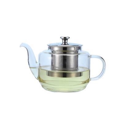 China Sustainable Borosilicate Glass 800Ml Small Chinese Teapot With Stainless Steel Infuser for sale