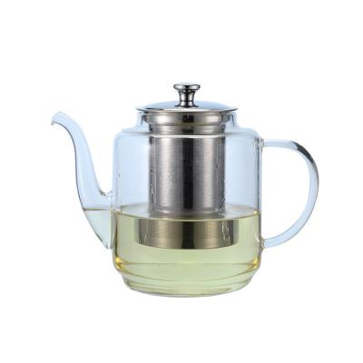 China 1500Ml 304 Infuser Borosilicate Glass Stainless Steel Viable Transparent Teapot for sale