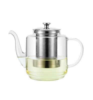 China Fashion 1.5L Print Printing High Borosilicate Glass Teapot Heat Resistant Teapot for sale