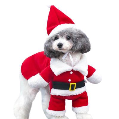 China Christmas Viable Pet Clothing Suit New Santa Claus Dog Standing Suit Clothes for sale