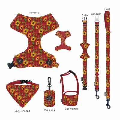 China Factory Wholesale Hot Sale Padded Custom Logo Dog Collar And Leash Harness Set, Soft Waterproof Dog Collar Leash for sale