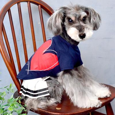 China Soft Fashion Sustainable Pet T-shirt Knit Black Gray Simple Generous Red Heart Pattern Dog Clothes Lovely T-shirt for sale