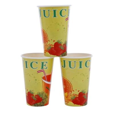 China Disposable Drink Containers Disposable Custom Printing Cold Drinking Paper Cups With Plastic Lid for sale