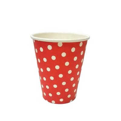 China Cute Disposable Polka Dots Design Disposable Paper Cup Drinks Cup Party Mug for sale