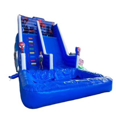 China 0.55mm Plato PVC Tarpaulin Commercial Inflatable Water Slide With Pool Air Bounce House for sale