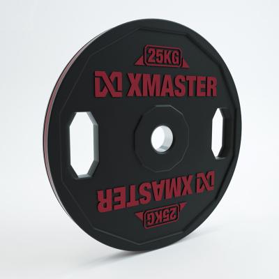 China Universal Hot Sale Xmaster Weight 25kg High Quality Rubber Hand Grip Bumper Plate for sale