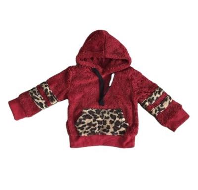 China New winter babies girlymax Wshable kids clothes laopard burgundy warm coat fleece top with pocket sherpa for sale