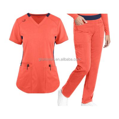 China GloriouIn Regular Female Panels Scrubs Nurse Set Stretch Uniforms Clinic DistributionJogger Scrubs Hospital Medical Uniform Set for sale