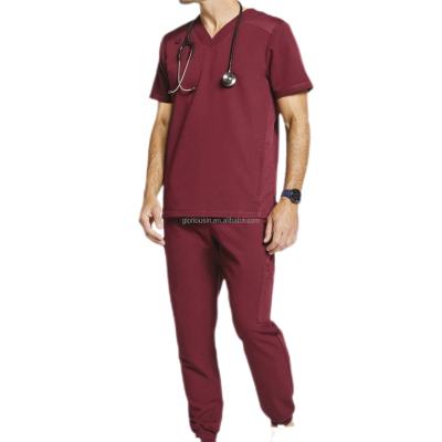 China Fashion GloriouIn Medical Uniform Mesh Shoulder Panel Scrubs Set Nurse Stretch Uniforms Clinic Dispensing Regular Male Hospital Jogger for sale