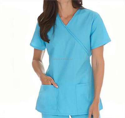 China GloriouIn Regular Female Scrubs Scrubs Set Hospital Superior Classic Back Jogger Nurse Belt Wholesale Y-neck Medical Uniform Household for sale