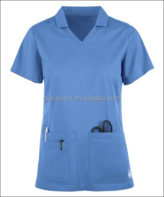 China GloriouIn Regular Female Scrubs V Neck Stretch Top Nurse Scrubs Set Hospital Trotter Pants Medical Uniform Wholesale for sale