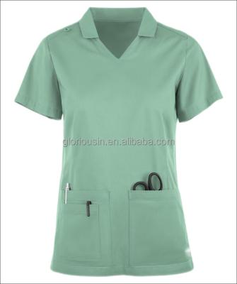 China GloriouIn Regular Female Scrubs V Neck Stretch Top Nurse Scrubs Set Hospital Trotter Pants Medical Uniform Wholesale for sale