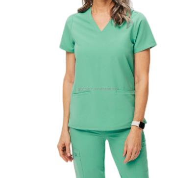 China Best Selling GloriouIn Nurse Shirt Uniforms V-Neck Regular Female Main 2 Pockets Set Hospital Jogger Pants Wholesale Medical Uniform for sale