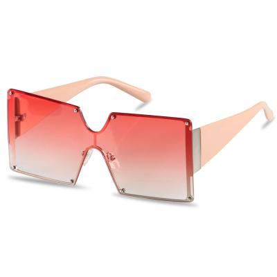 China Square Cut Design Rimless Sunglasses Fashion Large Rectangle Luxury Sunglasses New For Women Summer Style Hot Sale Retro Eyewear for sale