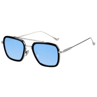 China Fashion Sunglasses Wholesale Retro Best Sunglasses 2021 Square Men Tony Stark Iornman Sunglass Ice Blue Frame Shade Summer Big for sale