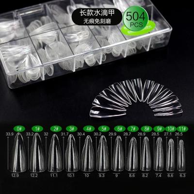 China Wholesale Fast Shipping Design Stylus Long No Clear Acrylic C Curve Nail Tips Full Cover 504Pcs For Nail Art Salons DIY Manicure for sale