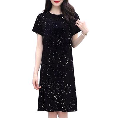 China Sweet Summer Long Dress With Shiny Women's Dress Solid Color Sequin Casual Loose Dress for sale