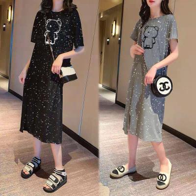 China Bear Pattern Sequin Skirt Simple Summer Soft Line Midi Skirt Women's Casual Skirt for sale