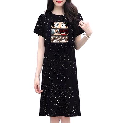 China Women's Casual Straight Cartoon Print Dress Summer Soft Comfortable Dress for sale