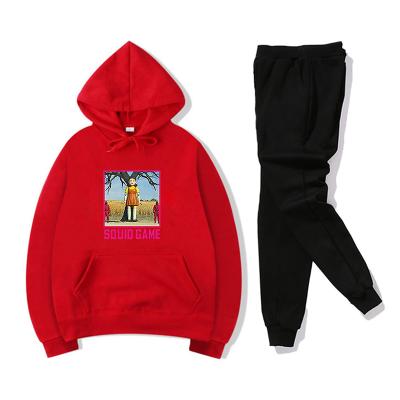 China Fashion Anti-pilling Printed Hoodie Set Cartoon Pattern Hoodie And Sweatpants Unisex Winter Set Hot Products for sale