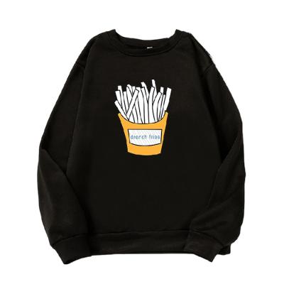 China David Cloth French Fries Pattern Couples Women's Round Neck Pullover Long Sleeve Round Neck Sweater for sale