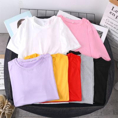 China Soft men's BIG short sleeve loose T-SHIRT customized 2020 summer solid color women's T-shirt popular couples round neck new trend for sale