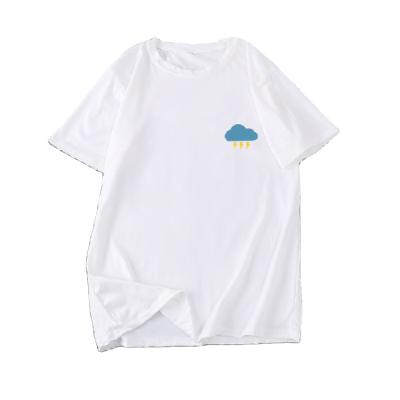 China Cloud Soft Flash Printing Loose Casual Women's Round Neck T-shirt Soft Couples Short Sleeve T-Shirt for sale