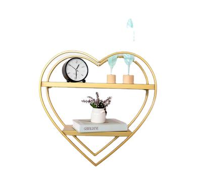 China Gold (Height) Adjustable Wall Shelves Wall Decor Book Shelves Wall Light Storage Shelf Light Luxury Heart Shape for sale