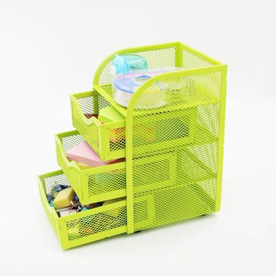 China Office Storage Home Office New Three Hot Supplies Metal Grid School Kit Household Assets Drawer Storage Box for sale