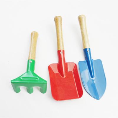 China JARDIN wooden handle garden tools for kids color flowerpot planting mini tool kit of three for sale