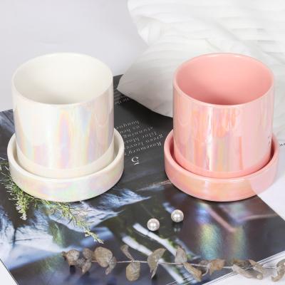 China Contemporary Glaze Succulent Decorated Pearl glazed ceramic Flower small orchid pot plants wholesalers for sale