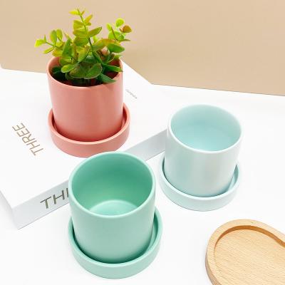 China Contemporary In Stock Wholesale Color Full Matt Glaze Succunlent Pot Ceramic Flower Tea Pots For Plants for sale