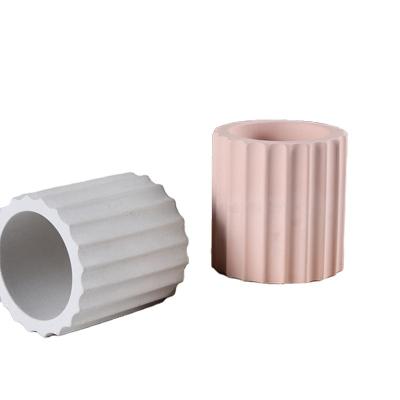 China Home Decoration Wholesale Frosted Matte White Pink Gray Candle Vessels 8cm 10cm Decorative Concrete Cement Candle Jars for sale