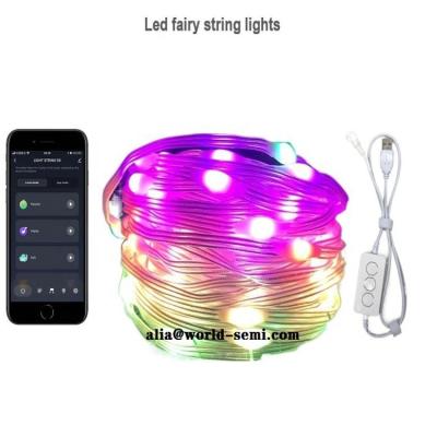 China WORLDSEMI Decoration Full Color Rainbow Fairy String Lights with TUYA Controller Remote Christmas Outdoor for sale