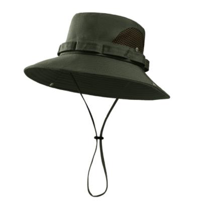 China Casual Bucket Hats With Adjustable Mesh Breathable Bonnie Hat Sun Rope Windproof String Sunscreen Belt Hat for sale