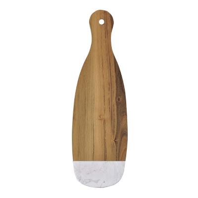 China Bottle Shape Sustainable Teakwood And Cheese Marble Board Cutting Board Titchen Serving Board for sale