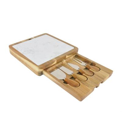 China Sustainable Cheese Set Wooden Cheese Board Cheese Board Board With Knives for sale