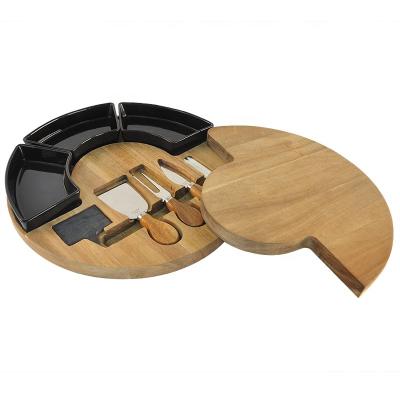 China Sustainable Natural Cheese Board Knife Set Wooden Cheese Board With Knife Set for sale