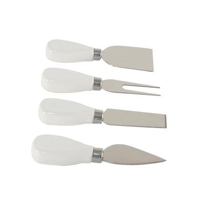 China 4 Pcs Sustainable Ceramic Handle Cheese Slicer Cheese Cutter Stainless Steel Cheese Knives Set for sale