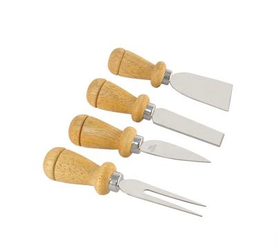 China Sustainable 4 Pcs Cheese Knives With Wood Handle Cheese Slicer Stainless Steel Cheese Cutter for sale