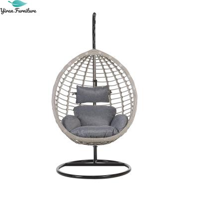 China Super Comfortable Casual Outdoor Hanging Single Chair PE Rattan Wicker Swing Chair for sale