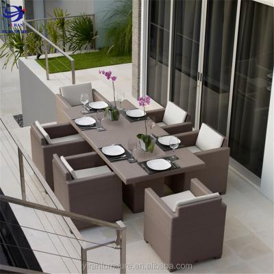 China Waterproof Stable Poly Rattan Dining Set With Special Cushion Design , Porcelain Outdoor Furniture for sale