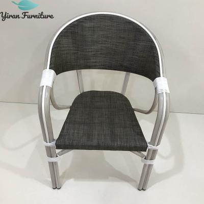 China Outdoor Weather Furniture French Style Rattan Aluminum Frame Bistro Dining Chair for sale