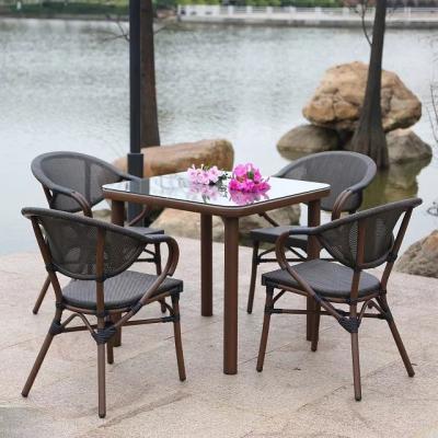 China Eco-freindly Aluminum Frame With Mesh Outdoor Garden Table Match With Bistro Chairs for sale