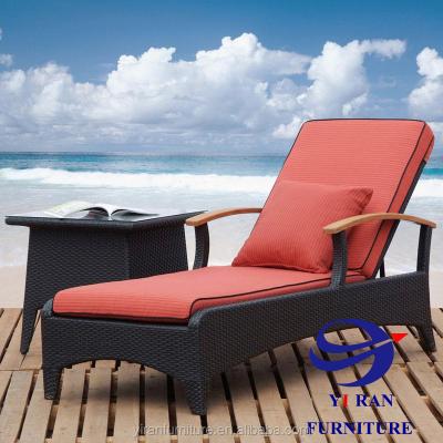 China UV Esistant Pool Rattan Lounge Chair With Armrest Hot Sale Small Teak Coffee Table Rattan Outdoor Furniture for sale