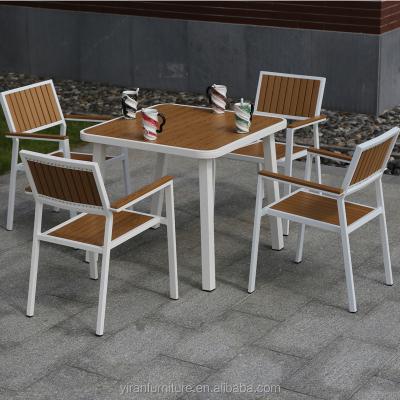 China Weather resistant outdoor wood furniture poliwood table and chair patio dining sets for sale