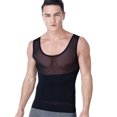 China QUICK DRY Diet Shirt Lose Weight TRANSPARENT Mens Compression Body Shaper Vest For Men for sale