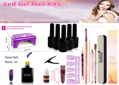 China OEM / ODM LED Nail Gel Kit With 12W LED UV Nail Lamp No Harm To Human Body for sale