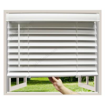 China 2 Inch Cordless Faux Wood Venetian Blind System Venetian Blind With Valance for sale